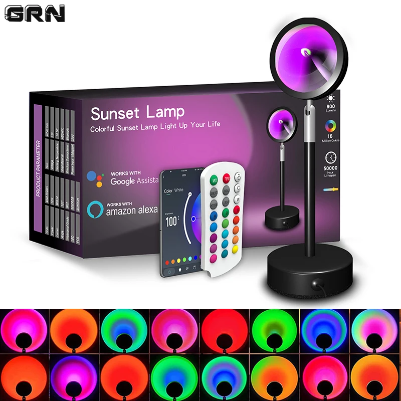 Smart Home Design - Smart LED Sunset Lamp, Lâmpadas Coloridas