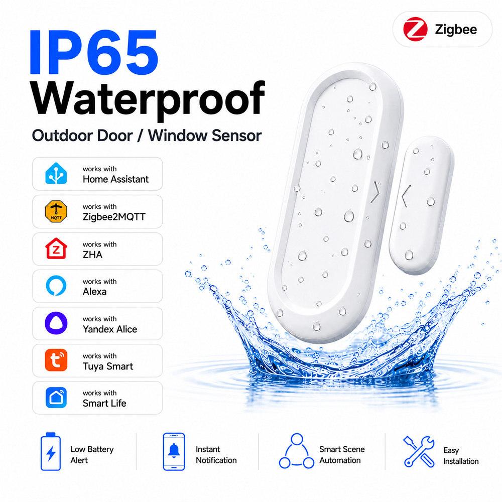 Smart Home Zigbee 3.0 - Sensor de Porta/Janela à Prova d'Água