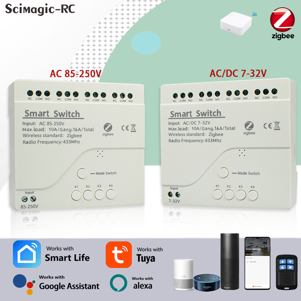 Smart Home Google Assistant - 4ch zigbee tuya casa inteligente módulo