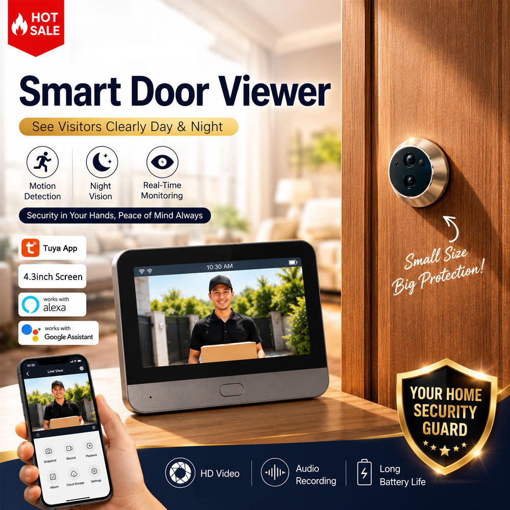 Smart Home Video Doorbell Enhanced Security With Smart Doorbell - Câmera de Porta Inteligente Tuya 5MP,