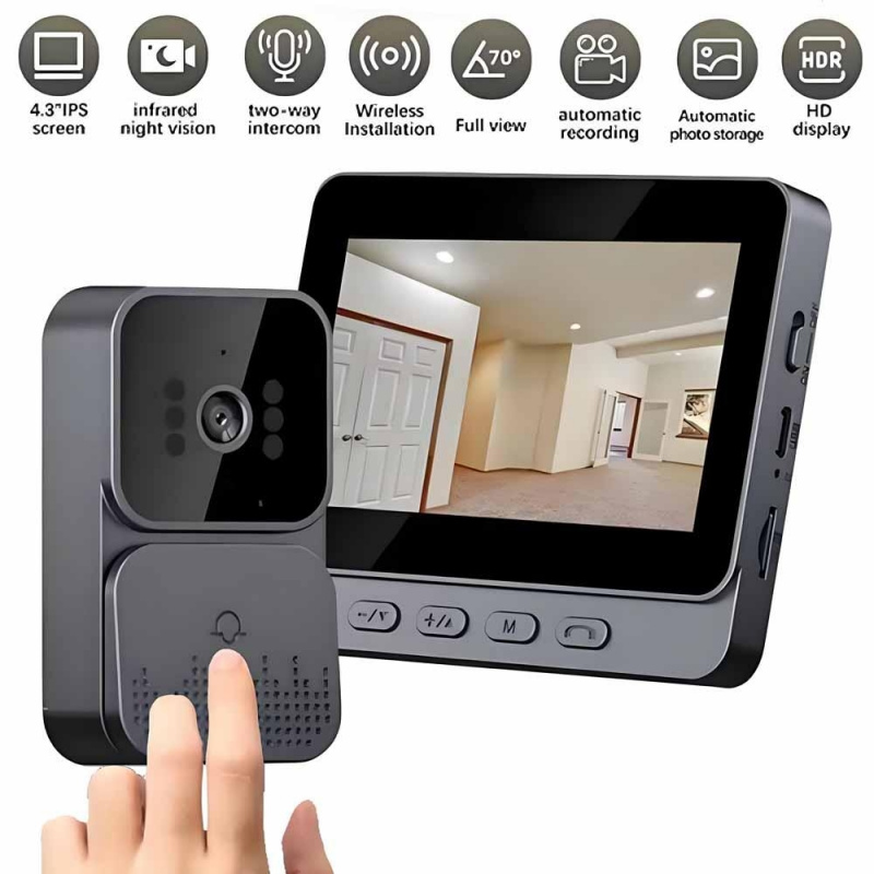 Smart Home Video Doorbell Enhanced Security With Smart Doorbell - Campainha Inteligente WiFi 2.4G Sem Fio