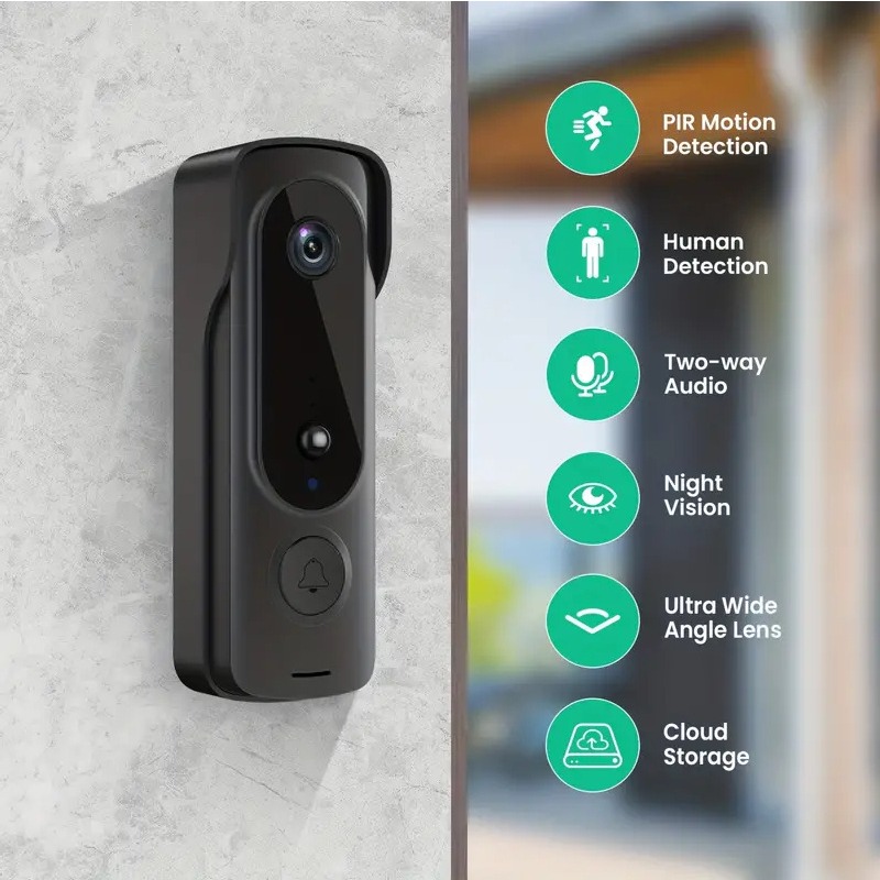 Smart Home Video Doorbell Enhanced Security With Smart Doorbell - Campainha sem fio externa, capa solar,