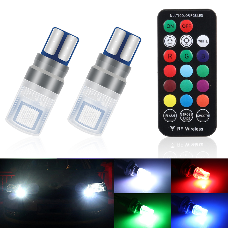 Voice Control Light Bulb - 2 Pçs/set RGB LED T10 W5W