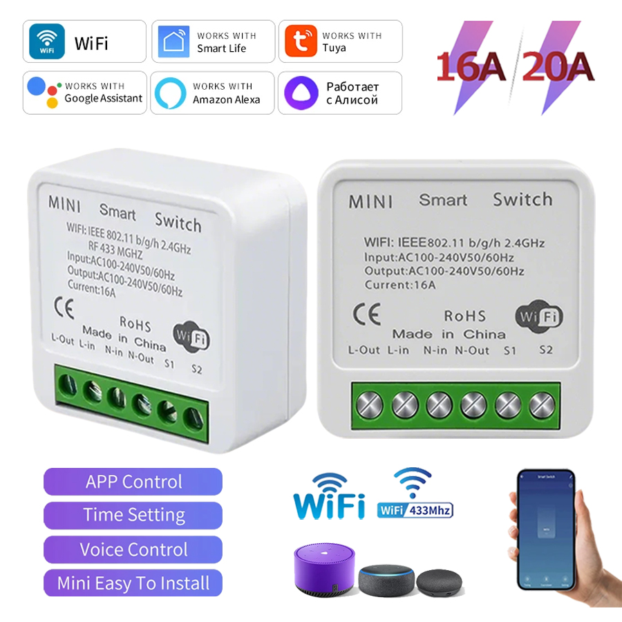 Smart Home Google Assistant - Módulo de Interruptor Inteligente Tuya WiFi