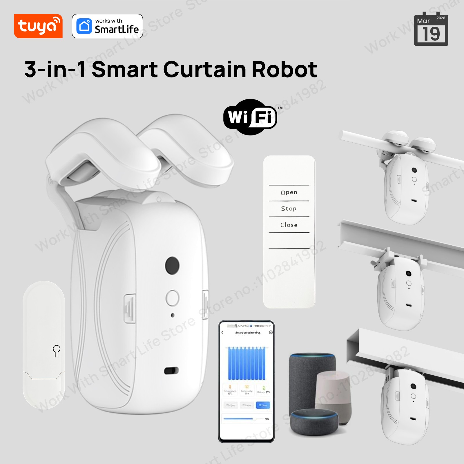 Smart Home Wifi Hub - 1/2 Unidades Robô de Cortina Inteligente