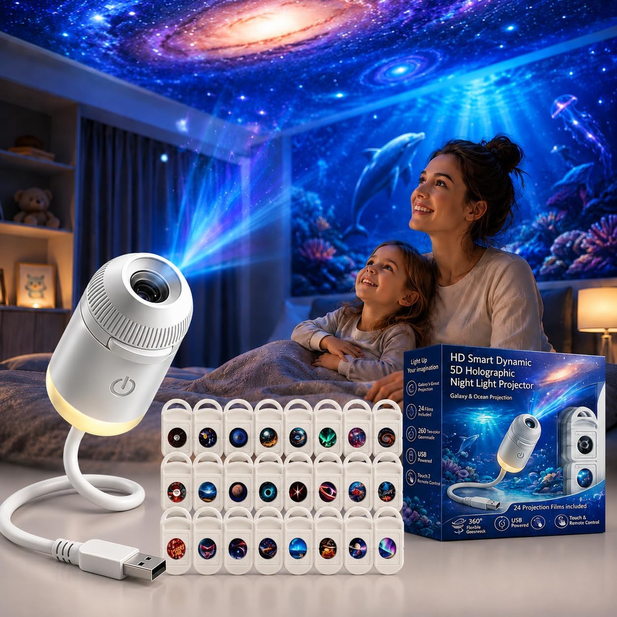 Smart Home Energy - Projetor de Luz Noturna Holográfico Dinâmico