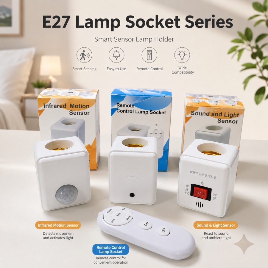 Voice Control Light Bulb - Adaptador de Soquete E27 com Sensor
