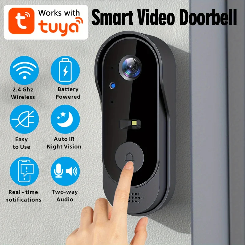 Smart Home Video Doorbell Enhanced Security With Smart Doorbell - Campainha de Vídeo Inteligente Tuya WiFi
