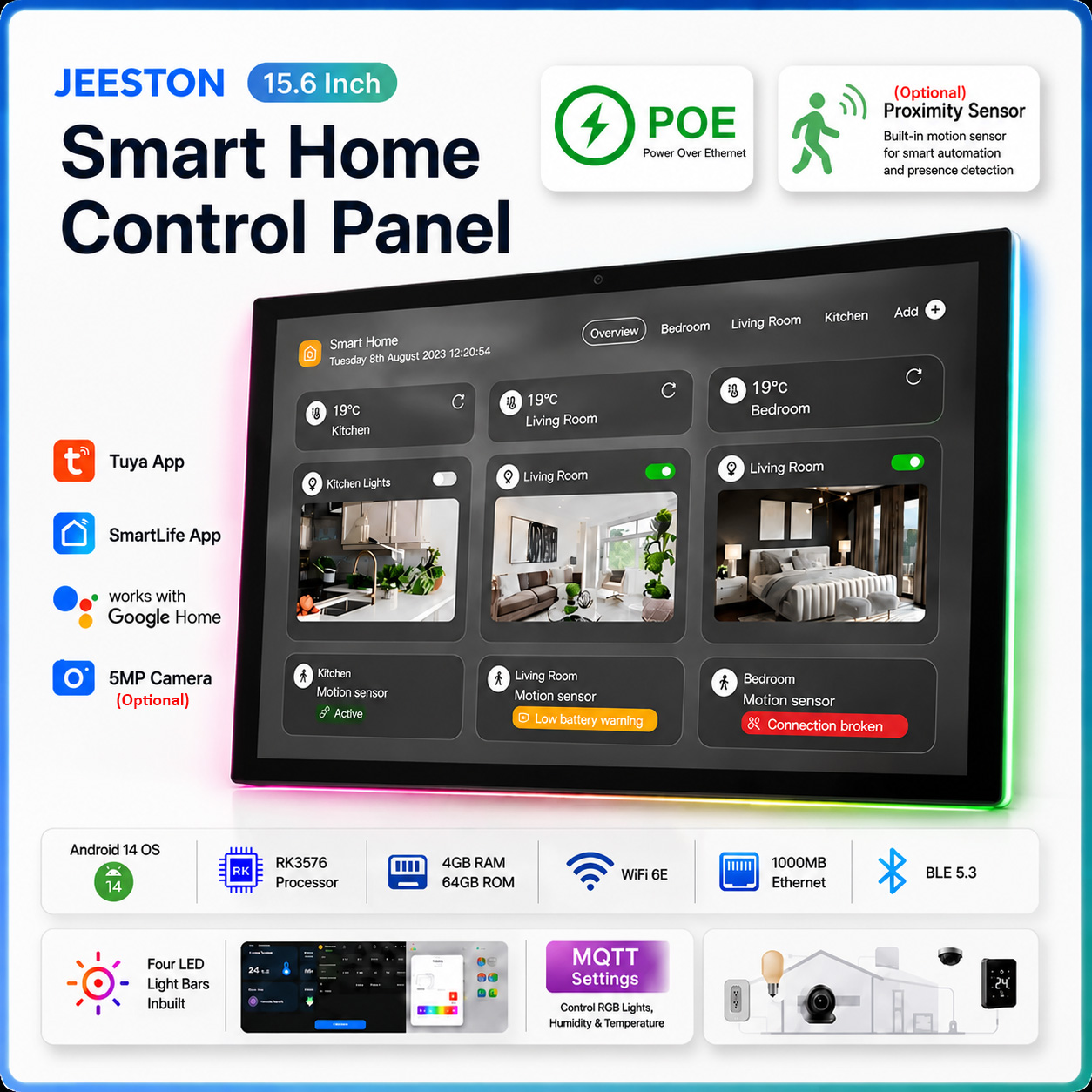 Smart Home Touchscreen Control Panel - Painel de Controle Inteligente de 15.6