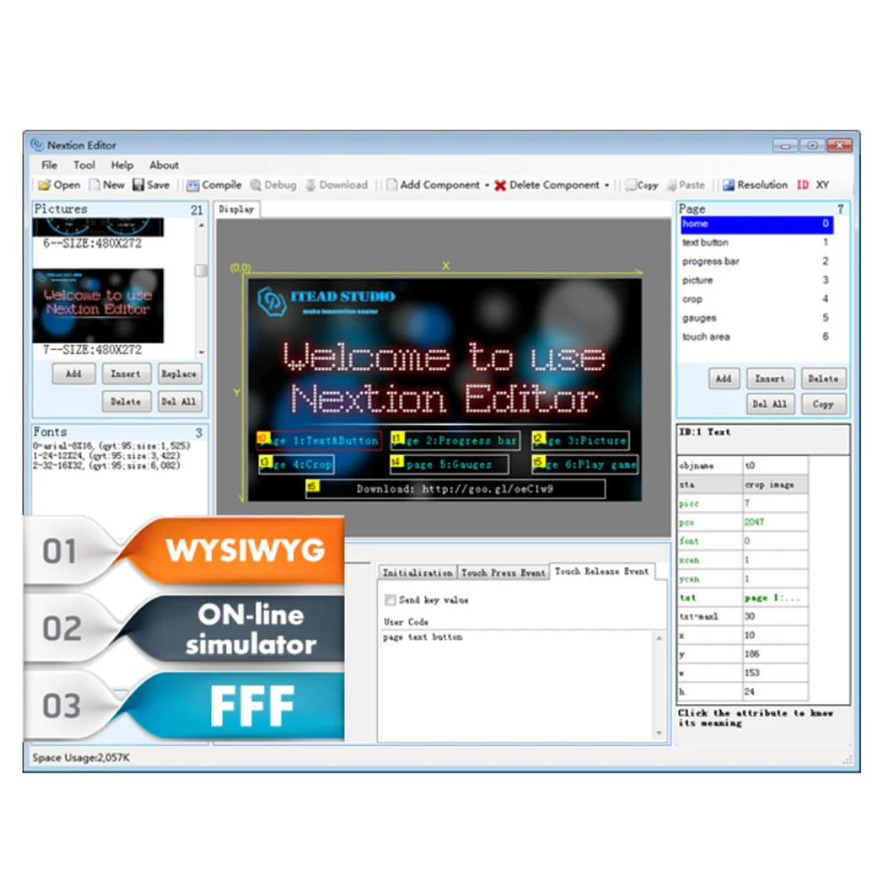 Display Touch HMI Nextion 3.5