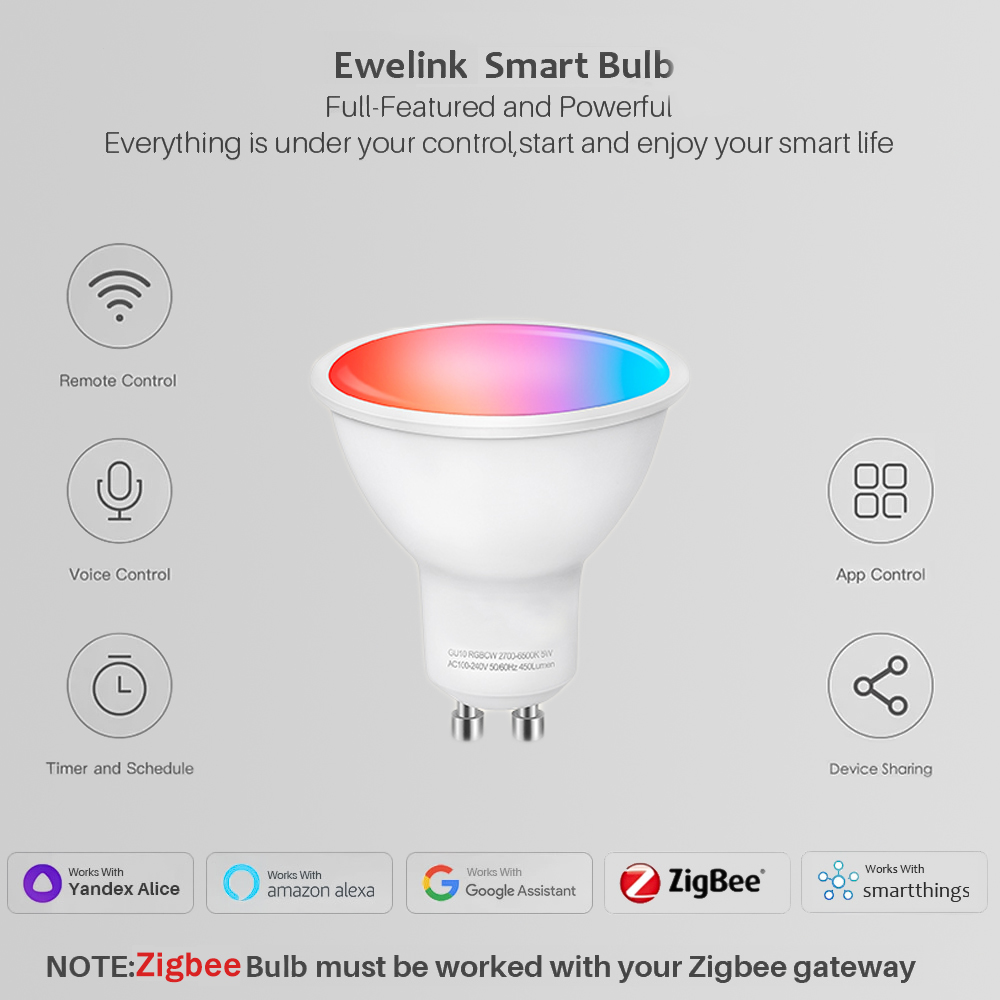 Lâmpadas LED Ewelink GU10 Zigb - Alexa Compatible Bulb avaliação e preço