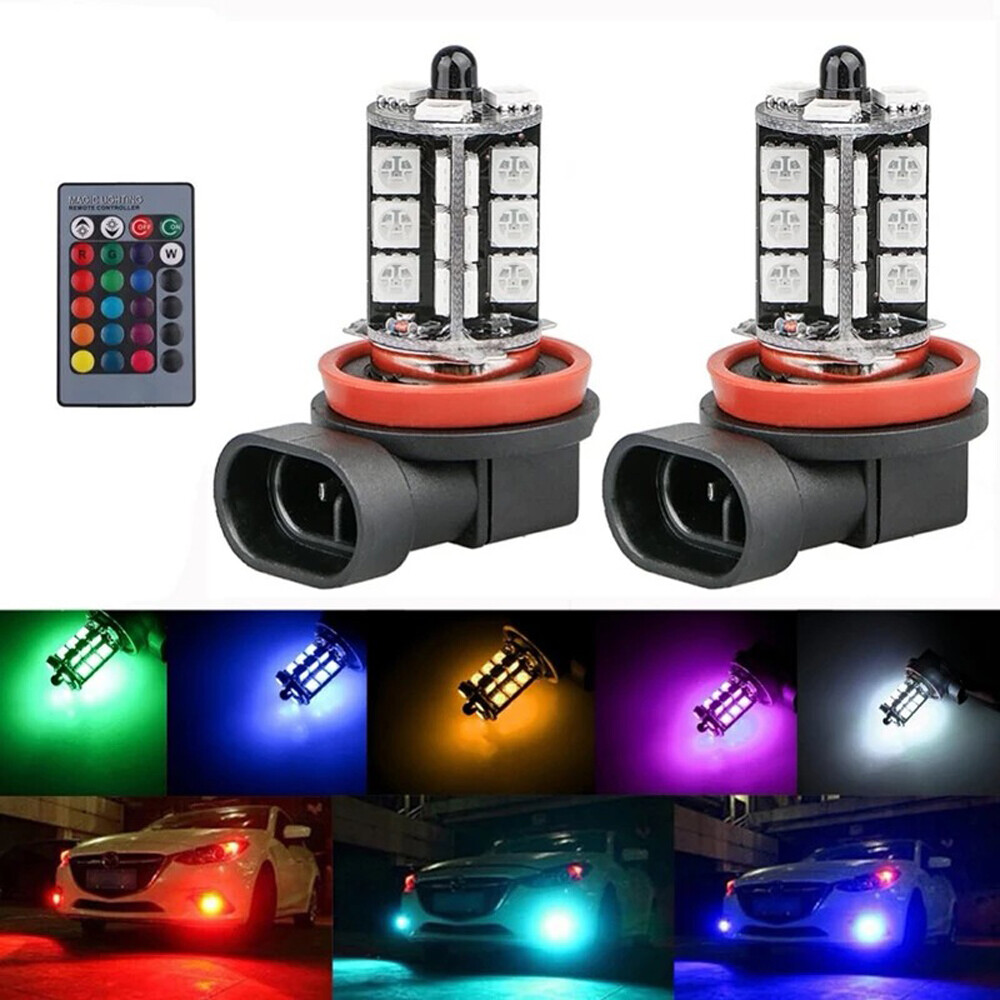 2x RGB H11 H9 H8 5050 27SMD Fa - Voice Control Light Bulb avaliação e preço