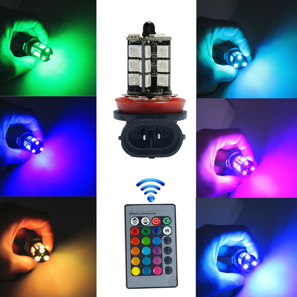 2x RGB H11 H9 H8 5050 27SMD Fa - Voice Control Light Bulb avaliação e preço