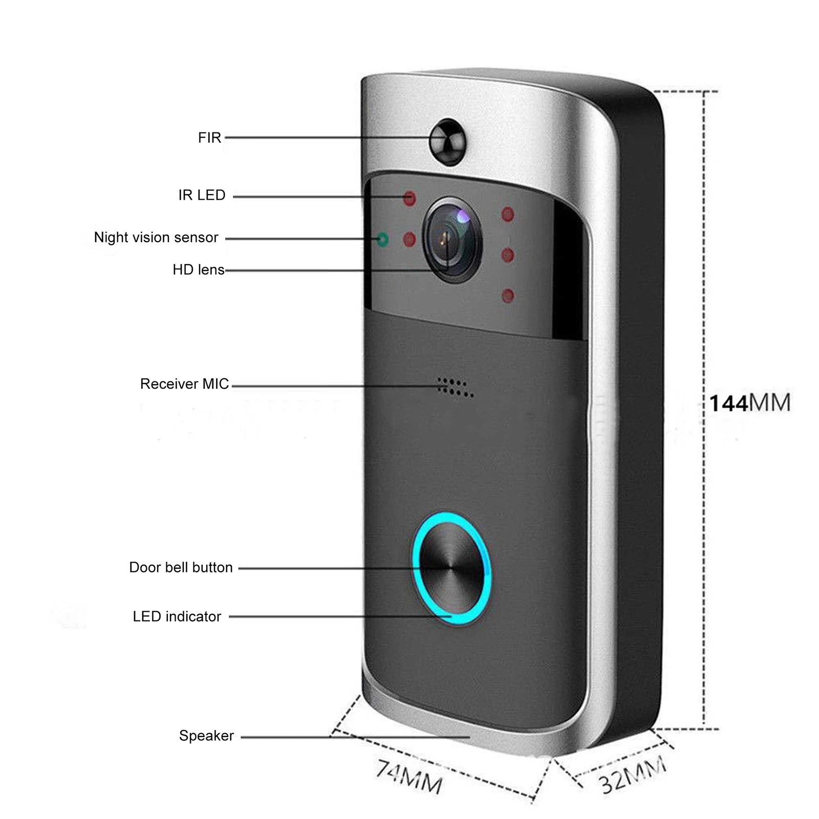 Campainha de Vídeo Sem Fio V5, - Smart Home Video Doorbell Enhanced Security With Smart Doorbell avaliação e preço