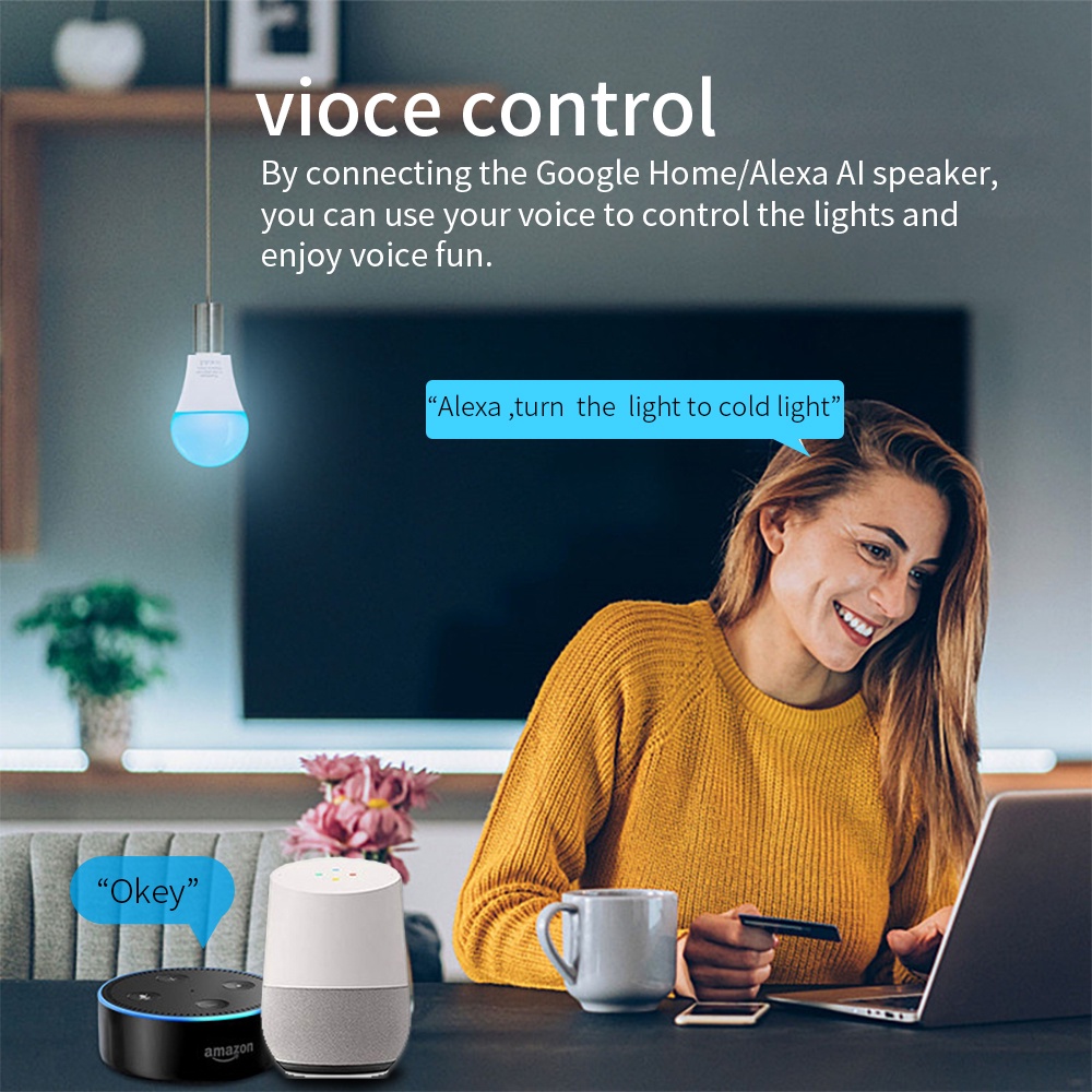 SIXWGH E27 Lâmpada WiFi 9W Lâm - Alexa Compatible Bulb avaliação e preço
