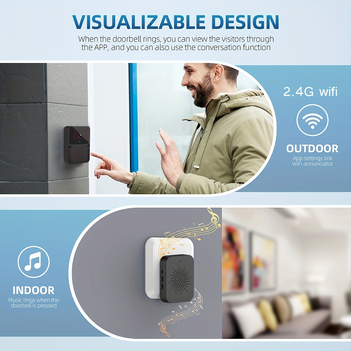 Campainha de Vídeo Inteligente - Smart Home Video Doorbell Enhanced Security With Smart Doorbell avaliação e preço
